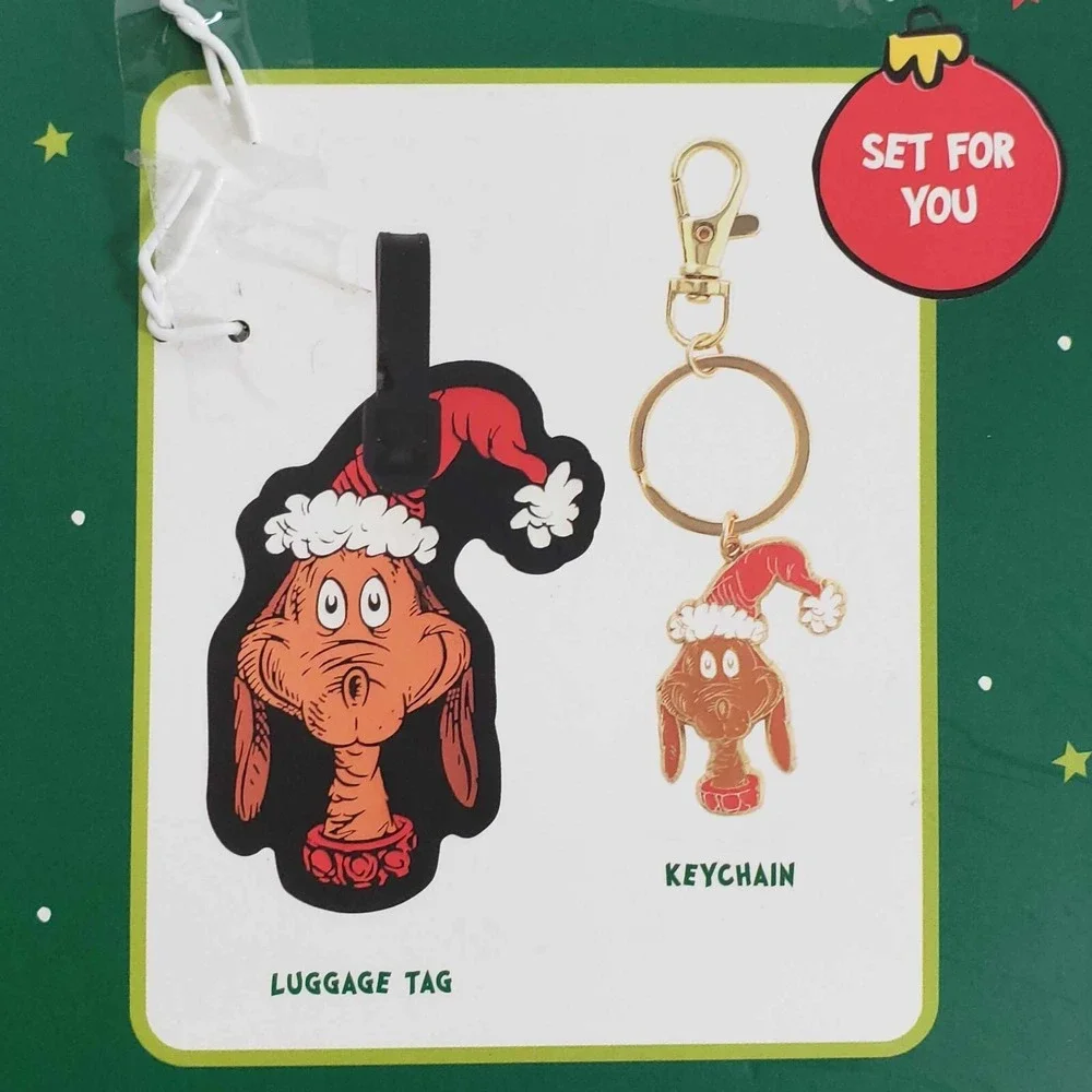The Grinch & Max Christmas Luggage Tags & Metal Keychains Accessory Sharing Set